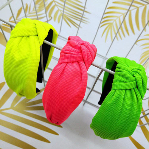 极速Women Solid Color Hair Band Fashion Neon Color Cloth Hai