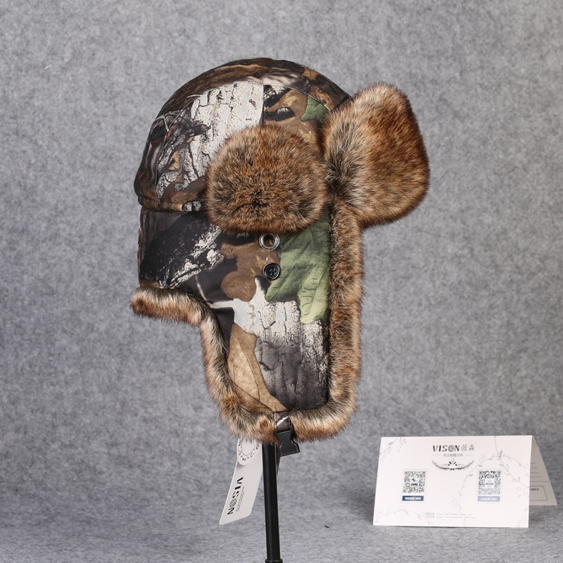 B-8434 Man Bomber Hat Faux Rabbit Fur Russian Ushanka Hat Ea