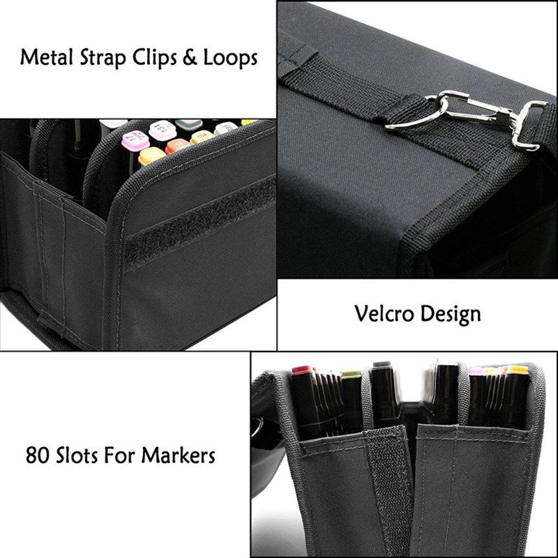 80 Slots Large Capacity Multi-Layer Folding Marker Pen Case