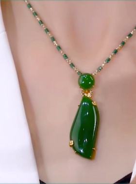 中秋节送爱人 美人腰绿色项链复古气质时尚