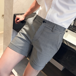 New Fashion Summer Plaid Shorts Men Clothing 2022 Hem Slit S