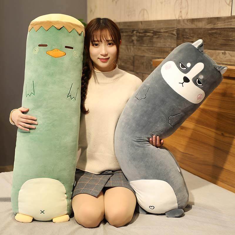 l可爱哈奇玩毛绒具超软床上睡觉抱枕恐龙长条枕娃公娃仔女生玩士