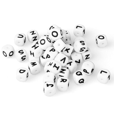 极速20/40/150/300/600/1000pcs Silicone Letter Beads 12mm Eng