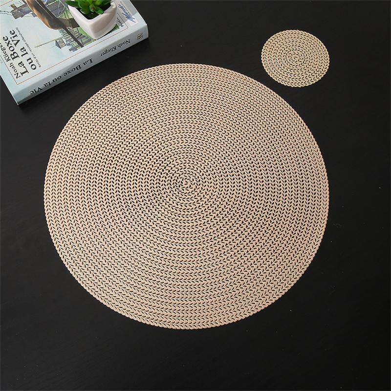 1pc Round Placemats Restaurant Dinning Table Wheat Ear Patte