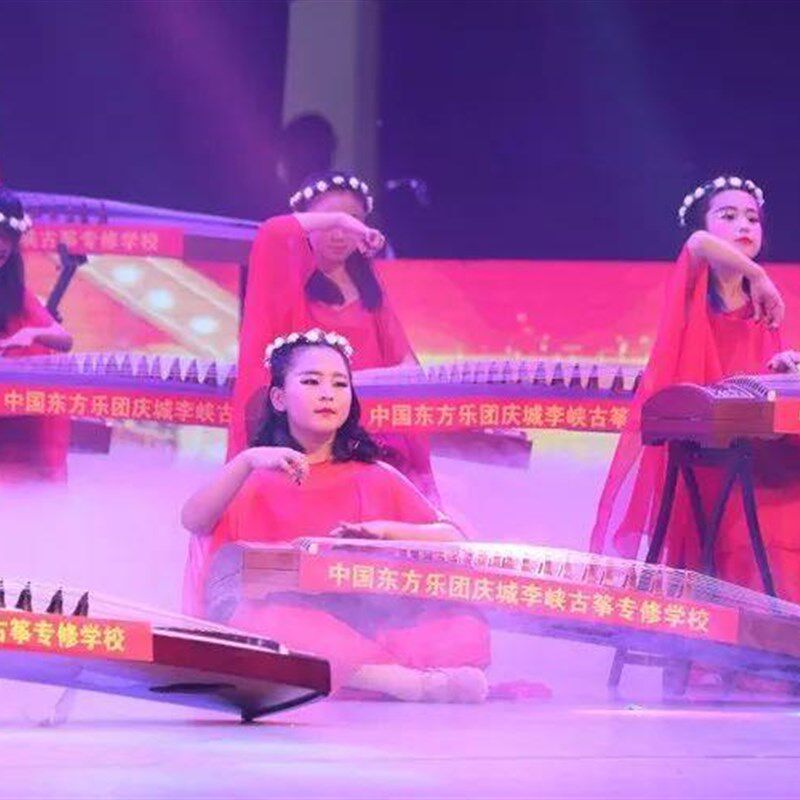 l儿童古筝演气出服女中大仙女质飘逸中服国风钢琴童二胡表演长裙M