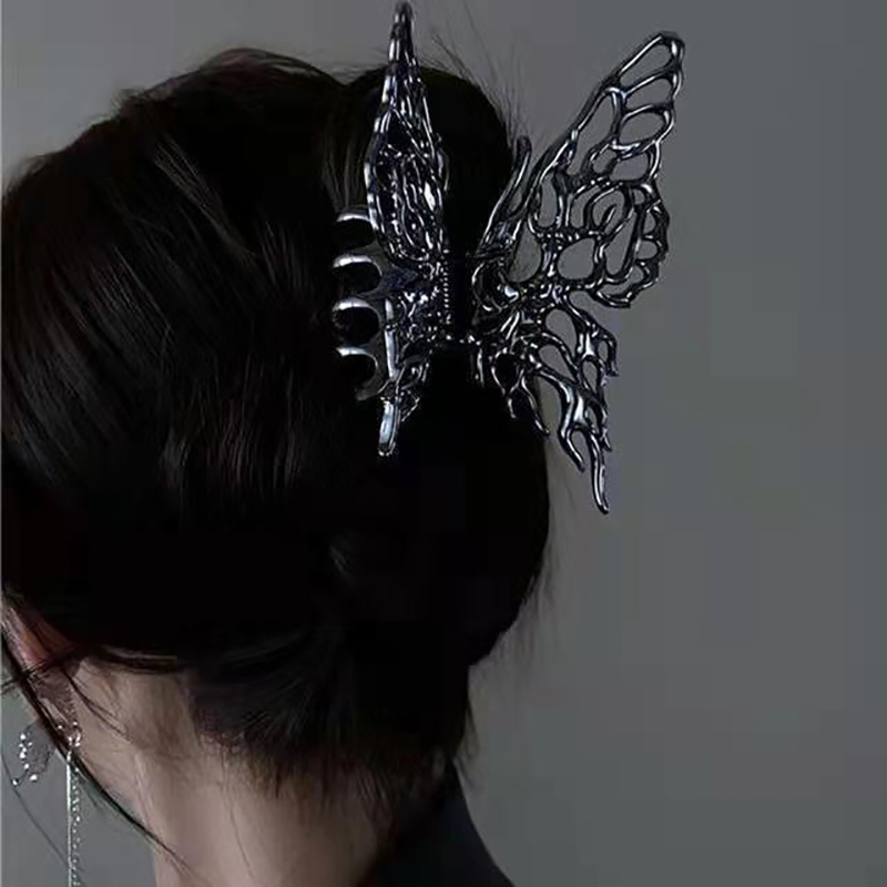 2022 Fashion Metal Liquid Butterfly Hair Clip For Women Back