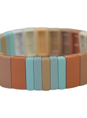RA  焦糖色 搪瓷 弹力 手镯 宽版