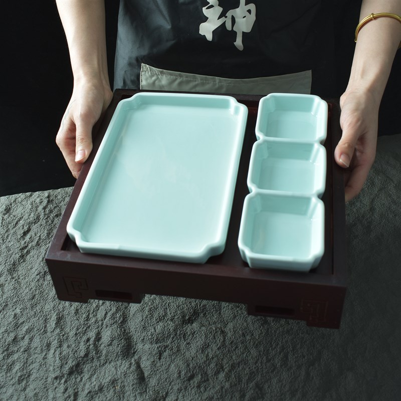 酒店特色牛肋骨餐具饭店烤鸭盘蘸酱菜大丰收盘子中式私房菜羊排盘