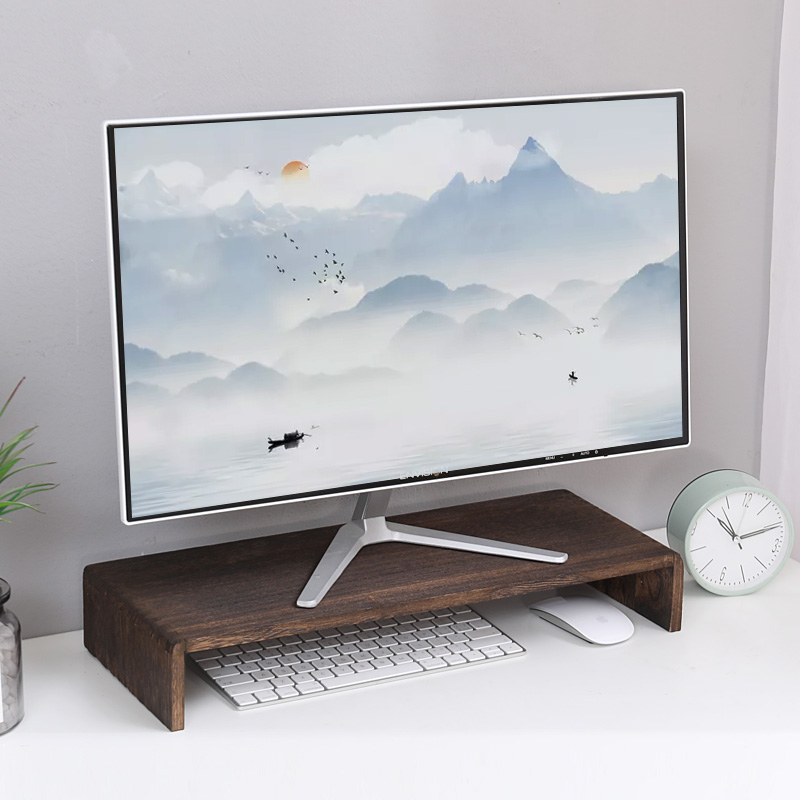 实木桌面台式电脑显示器增高架底座置物架办公护颈键盘收纳架支架