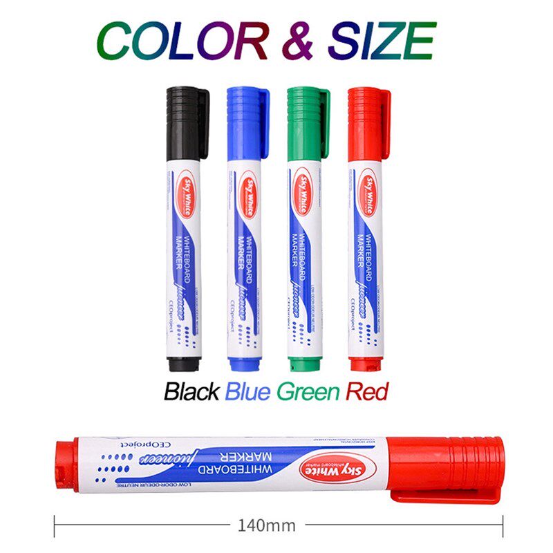 12pcs/set Whiteboard Pen Set Erasable Marker Pen for White B