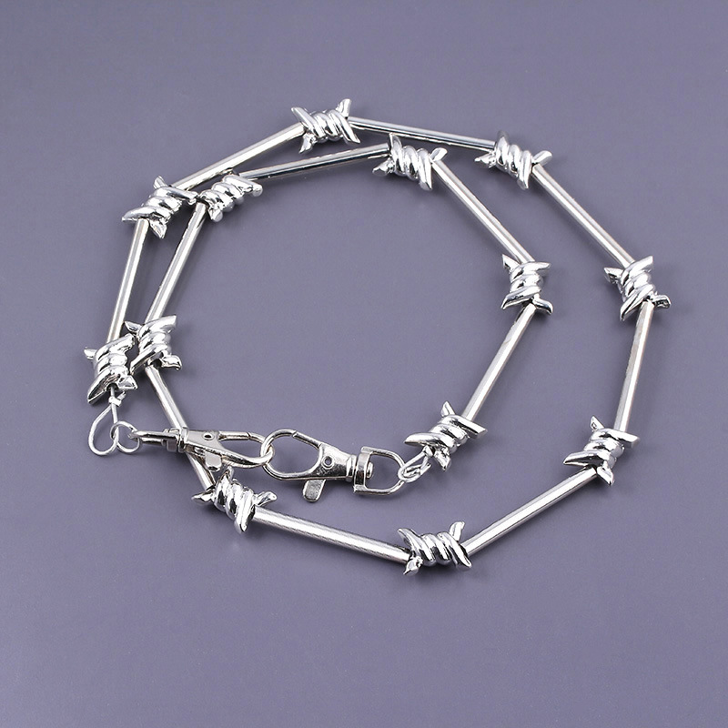 荆棘铁刺竹节项链 街头嘻哈风毛衣链外贸欧美跨境吊坠亚马逊外贸