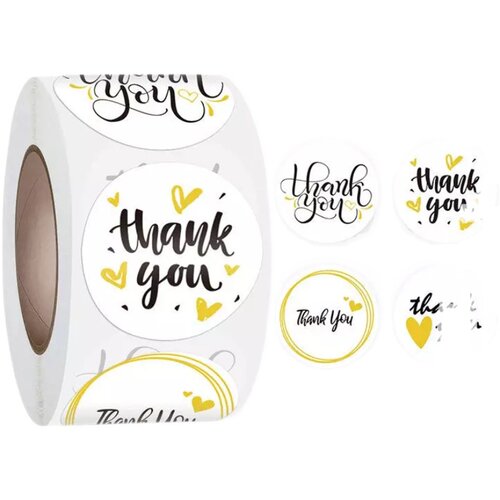 极速thank you sticker roll 500pcs round sealing stickers谢谢