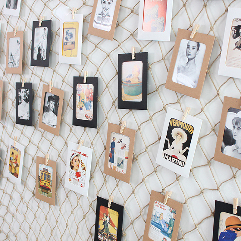 无痕钉免打孔挂墙照片墙组合相框装饰创意墙面挂绳渔网麻绳夹子