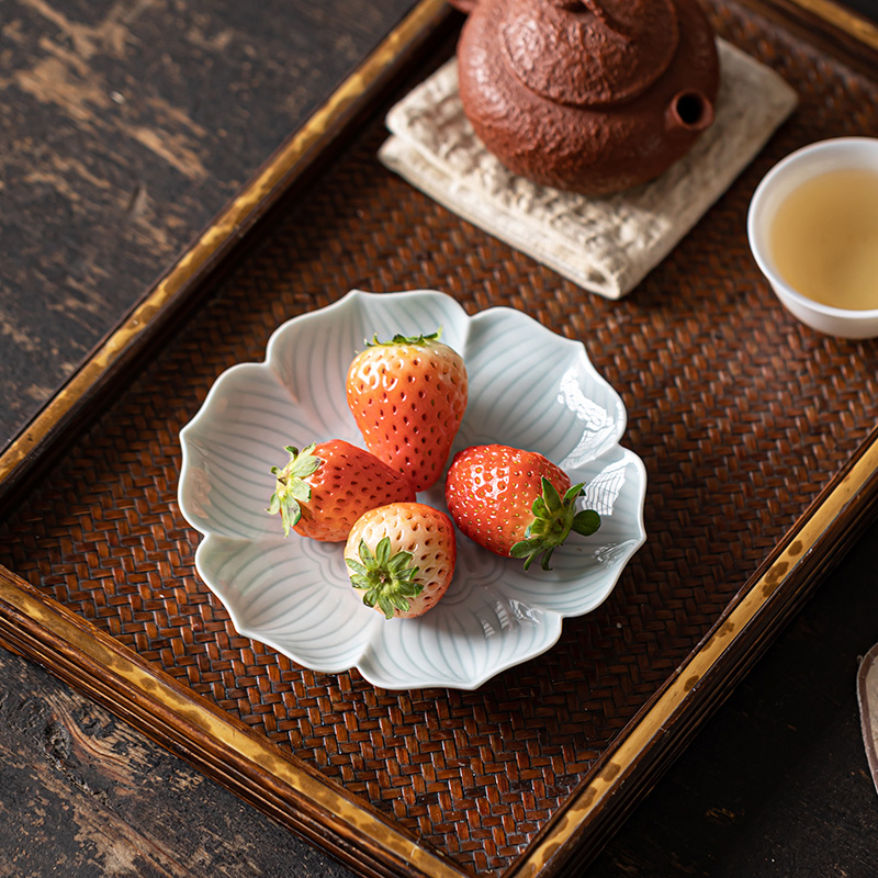 复古禅意陶瓷茶点盘中式创意莲花点心盘精致家用水果干果小碟子