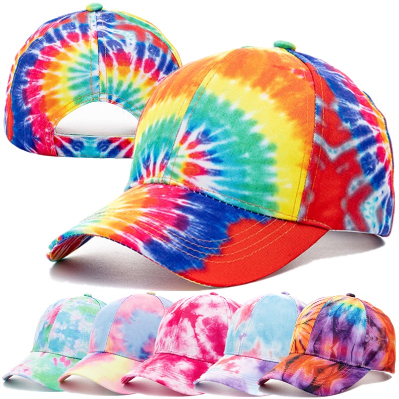 New Outdoor Casual Tie Dye Caps For Women Rainbow Colorful B