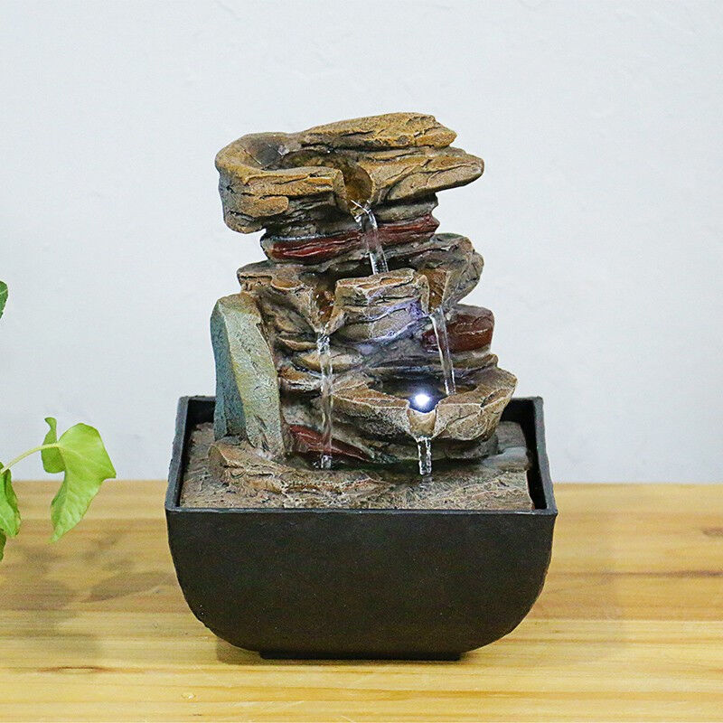 田园高假山循环流水喷泉桌面小型摆件居家客厅电视柜玄关装饰摆设