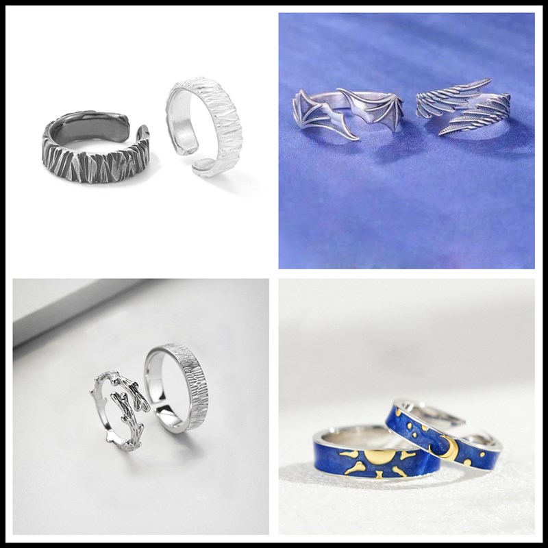 Personality Angel Wings Open Rings Adjustable Couple Ring Fo