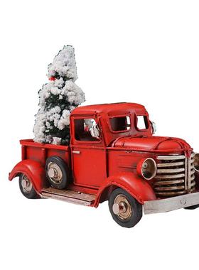 圣诞节卡车摆件复古美式网红酒吧装饰男孩房间布置的小摆设小物件