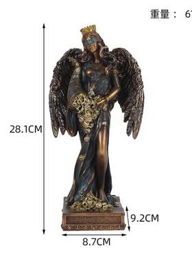 天使摆件希腊财富女神树脂工艺品神话人物酒柜书房装饰雕塑工艺品