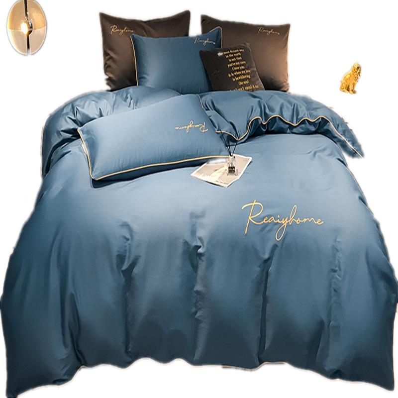 0北支长绒棉四件套ms—11风全棉纯棉被套被罩床笠6欧床上用品酒店