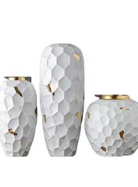 陶瓷家居简约现白色花插摆件样板房客厅装饰品陶瓷花插花器中式