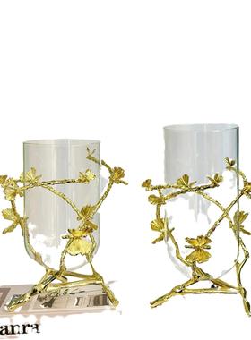 北欧客厅金属花瓶摆件办公室玄关室内餐桌现代花枝插花瓶工艺品