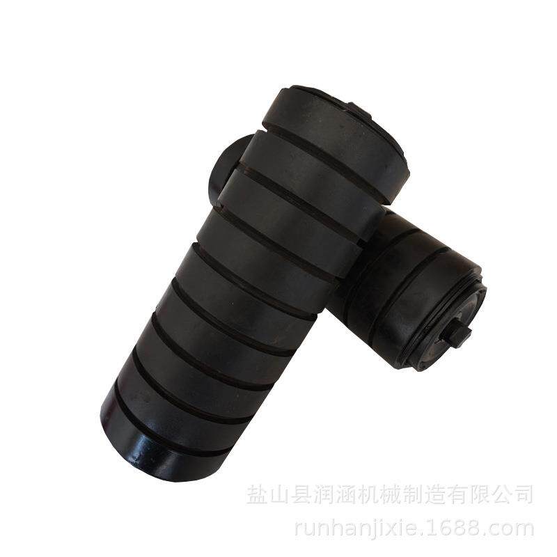 上调心锥形托辊三连托辊聚氨酯橡胶托辊组高分子输送机缓冲托辊
