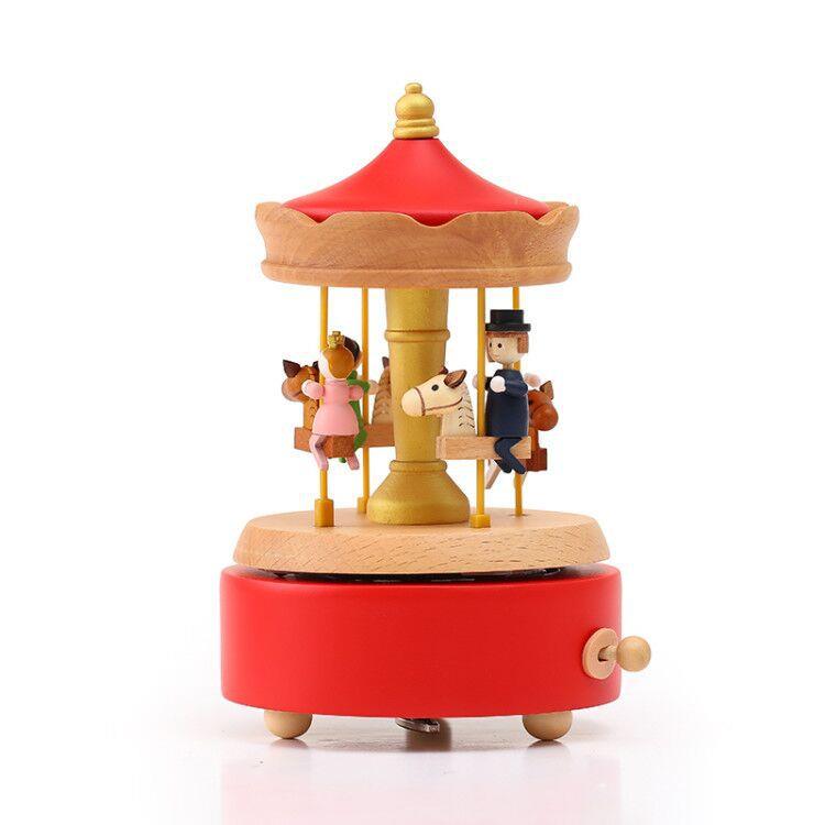 创意旋转木马音乐盒八音盒儿童玩具旋转木马家居摆件圣诞装饰品