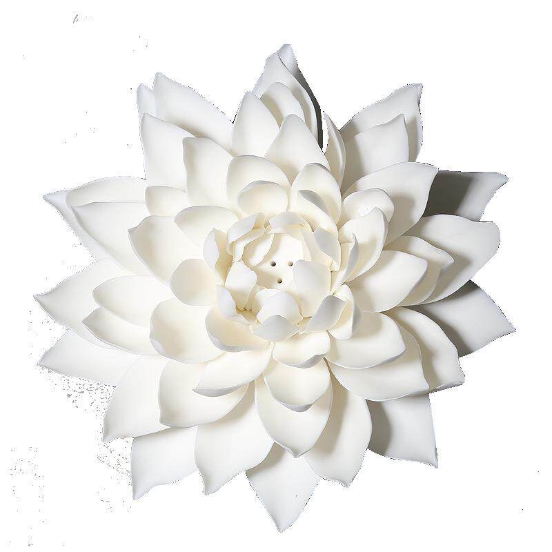 创意德化白瓷纯手工陶瓷睡莲大号荷花莲花香插办公室客厅玄关摆件