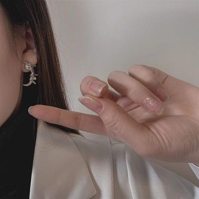 推荐Sweet ins wind crescent set diamond female niche earring