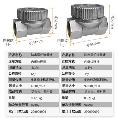 极速温港五金防水涡轮流量计柴油汽油甲醇水电子数显液体计量器计