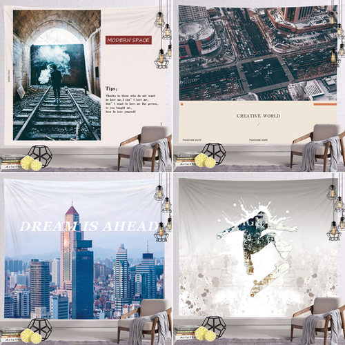 极速Nordic city scenery background cloth hanging cloth room