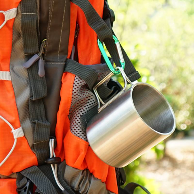 户外露营随行咖啡杯野餐杯子不锈钢马克杯可携式随行杯双层带把手