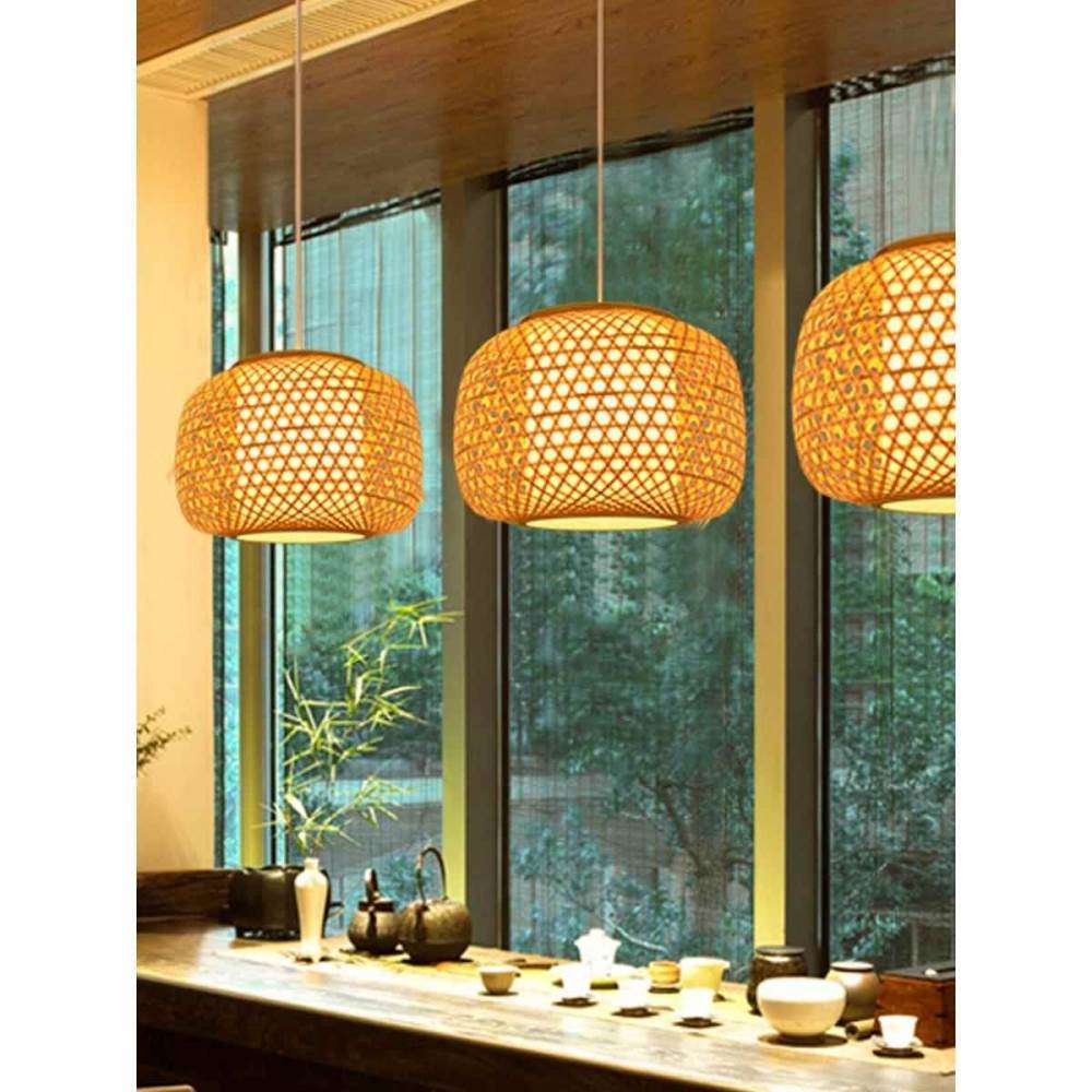 手工竹艺竹编灯笼竹灯罩复古包布南京大排档茶楼酒店客栈禅意吊灯