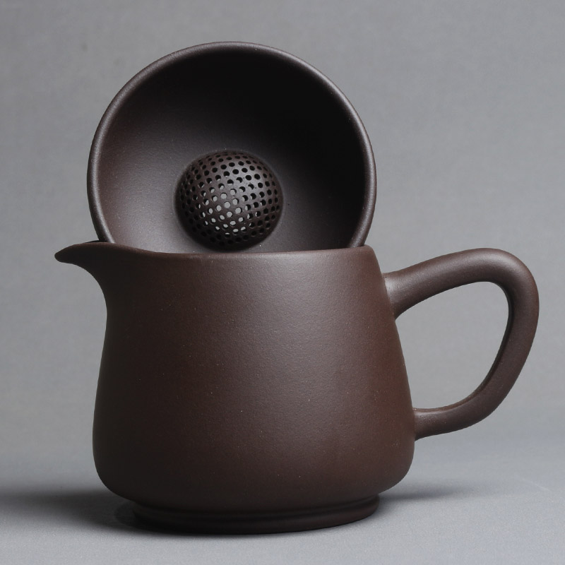宜兴紫砂公道杯带茶滤一体茶漏过C滤网手工原矿紫泥茶海分茶器茶