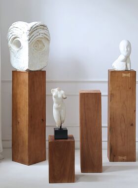 中古侘寂原木立柱雕塑底座实木沙发边几I玄关展示柱复古民宿设计