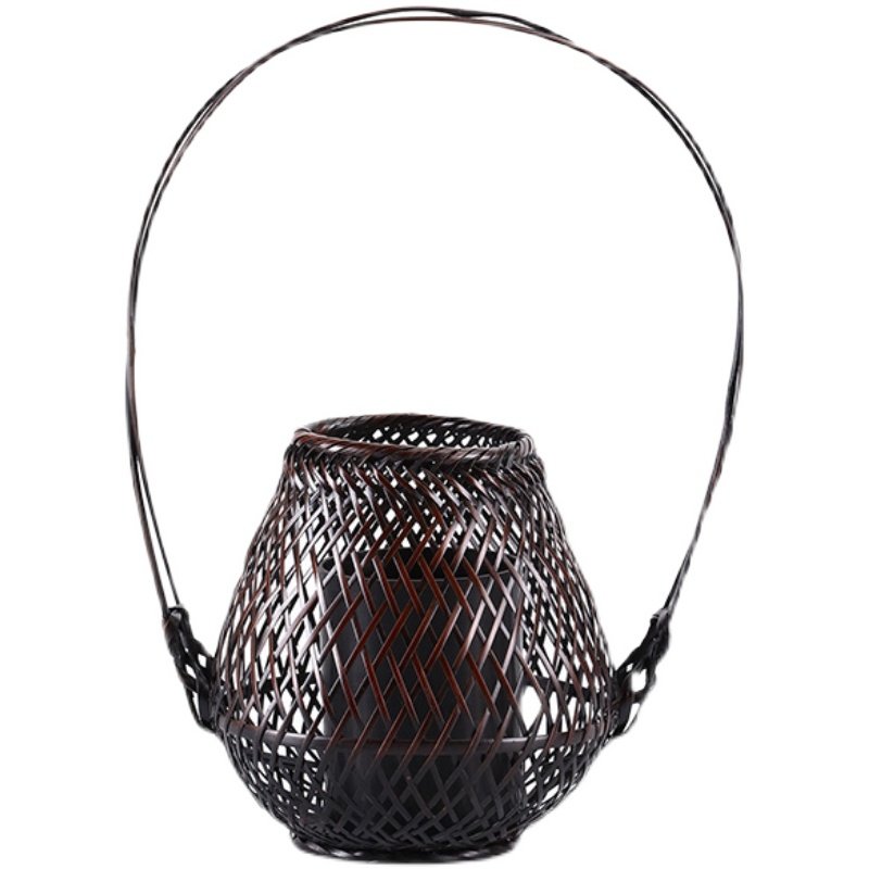 竹编花篮花器复古中式篮插花器皿花E架竹筒花瓶竹编篮花道工艺品,特色手工艺,竹编/竹雕,淘宝优惠券,粉丝福利购,淘宝优惠卷