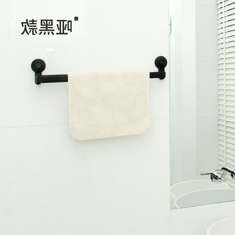 卫生间真空吸盘毛巾架浴室无痕免打孔单杆毛巾架可U伸缩置物浴巾