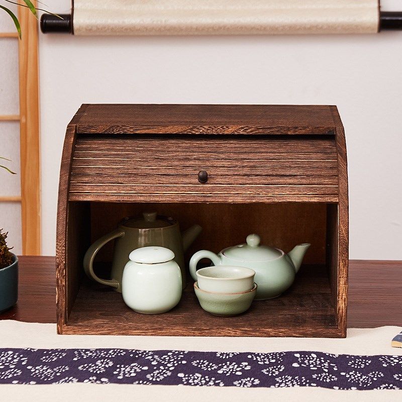 实木防尘茶杯茶具置物架桌面餐边柜零食储K物柜化妆品护肤品收纳,收纳整理,桌面收纳盒,淘宝优惠券,粉丝福利购,淘宝优惠卷