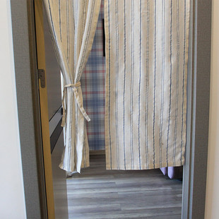 外贸门帘隔断门帘棉麻亚麻日式免打孔门帘布艺卧V室隐私通风厨房