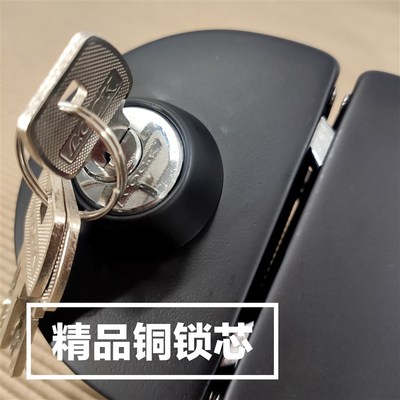 免打孔黑色玻璃门l锁无框门地弹簧门插销锁单门双门玻璃门锁哑黑