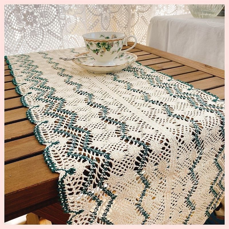 美式蕾丝镂空复古文艺桌旗棉线钩针森系桌布电视S柜茶米白色几盖,居家布艺,桌旗,淘宝优惠券,粉丝福利购,淘宝优惠卷