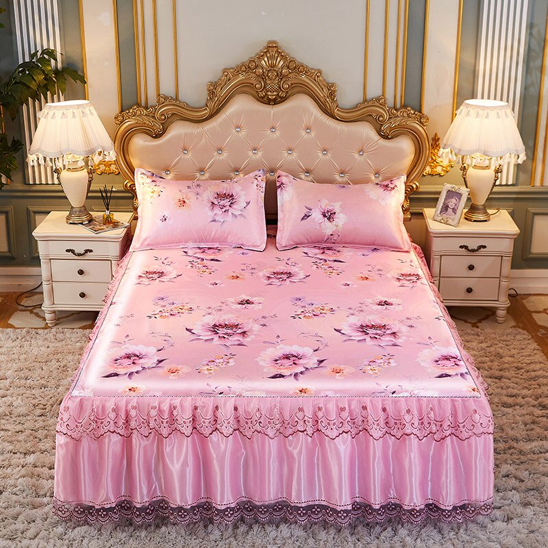 夏季可水洗冰丝凉席三m件套1.5m床裙款1.8m床2.0米床可折叠凉席子