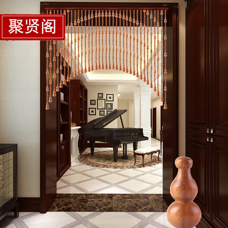 桃木葫芦门c帘弧形实木珠帘玄关客厅隔断卫生间卧室吊挂风水门帘