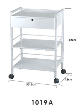 银狐1019A三层美容推车加y厚美容工具车万向木抽屉纯白金属推车