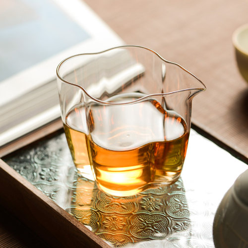 禾风 高硼硅耐热玻璃公道杯 中式海棠公杯功夫茶分茶器.匀杯赏茶