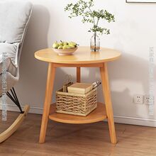 沙发边几小户型现代简约家用客厅双层小圆桌子卧室阳台实木小茶几
