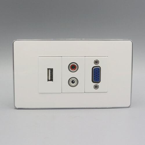 120型免焊接VGA+免焊接USB+免焊接音频插座面板 组合式多媒体插座