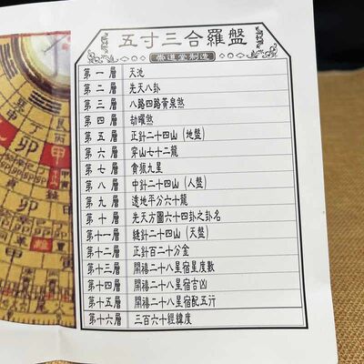 崇道堂罗盘高精度专业三合盘大字体指南针随身携带小号五寸铝箱