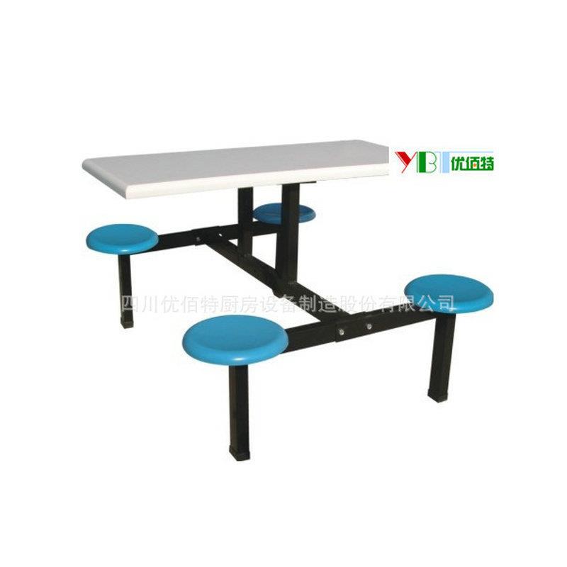 四人位圆凳面餐桌椅简易连体餐桌椅